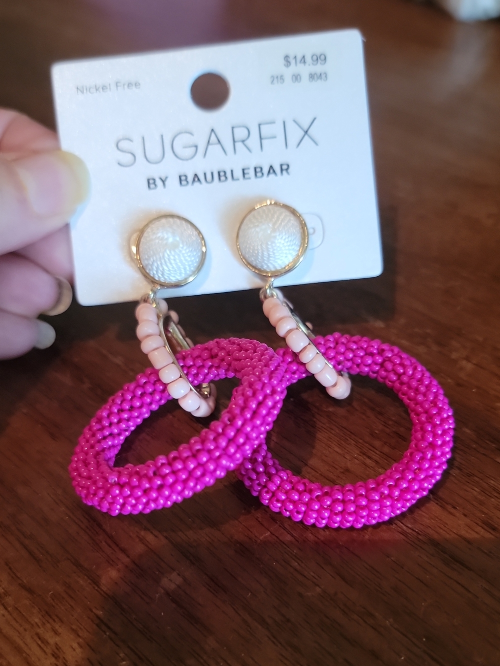 Sugar Fix By Bauble Bar Pink Beaded Hoop Drop Earrings